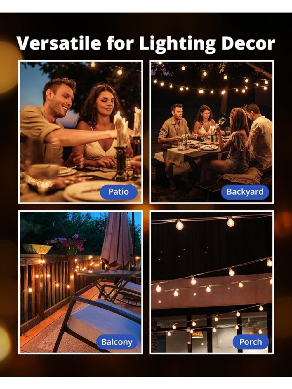 30FT Waterproof Vintage LED Globe String Lights | Dimmable, Shatterproof - Picture 9 of 9